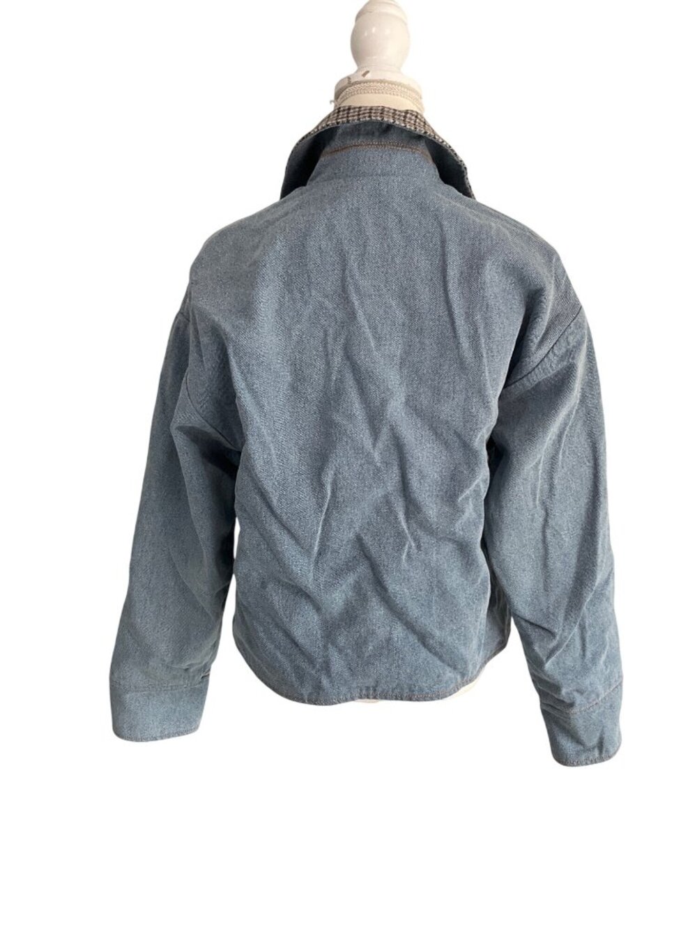 Sandro Light Blue Denim Jacket With Contrast Collar Womens Jean Coat - Picture 9 of 16